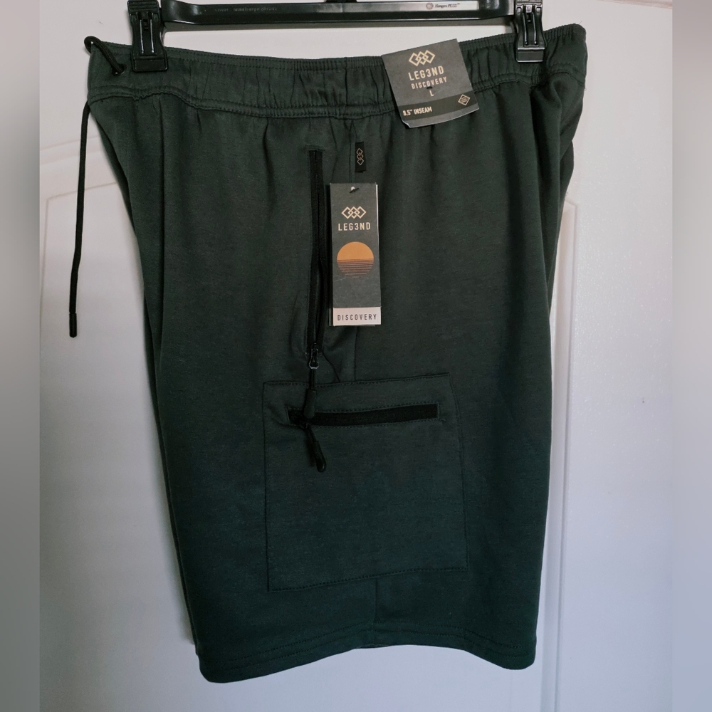 Men's Large Green Scuba Shorts Stretch Leg3nd